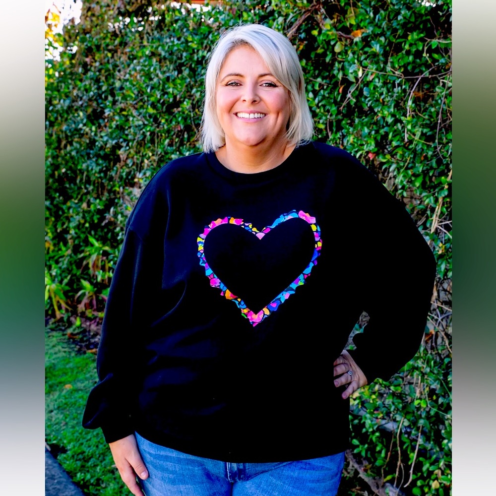 NWT Proud Poppy Adore Rainbow Heart Sweatshirt by Kasey Rainbow AU 28 US 24